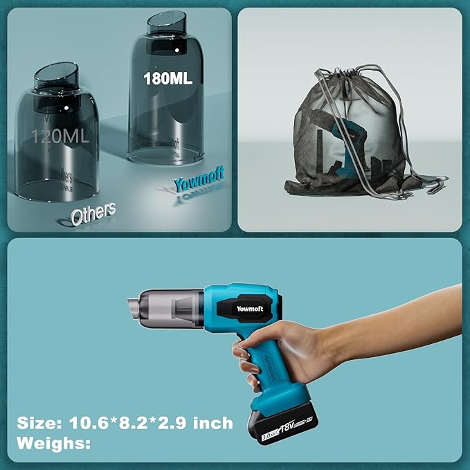 3 in 1 Handheld Car Vacuum Compatible with Makita 18V Battery with 21000pa Strong Suction, Handheld Vacuum Cordless & Blower with 200W Brushless Motor, Mini Vacuum Cleaner for Car, Home (No Battery)