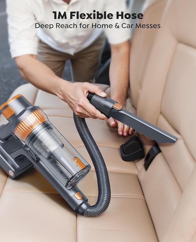 Cordless Vacuum Cleaner, 55KPa 650W 70Mins Stick Vacuum Cleaners for Home, Self-Standing Handheld Vacuum with 3.3Ft Extendable Hose, LED Touch Screen for Pet Hair/Floor/Carpet