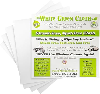 The White Green Cloth 4-Pack Reusable Cleaning Cloths for Streak-Free Windows, Mirrors & All-Purpose Use – Chemical-Free