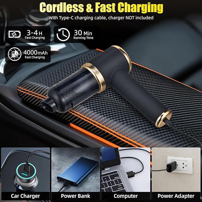 Bug Vacuum Catcher,12000Pa Handheld Car Vacuum Cleaner,4-In-1 Portable Cordless Vacuum Cleaner,Bug Vacuum for Adults Cleaner for Car&Bug Catcher Indoor with USB Rechargeable for Cockroach Spider