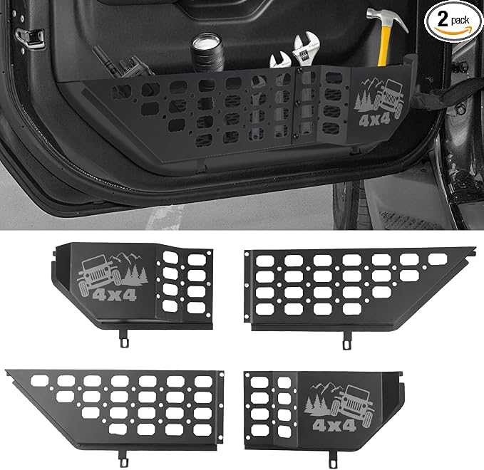2PCS Metal Front Door Organizer for Jeep Wrangler JL/JLU 2018-2026