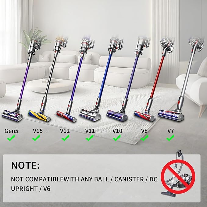 6 Replacement Attachment Kit for Dyson V15/V15s/V9/V8/V11/V12/V10/V7/Gen5 Cordless Vacuums Cleaner | Quick Release Spare Part for Home and Car Cleaning | Accessory Tool Set with Extension Hose