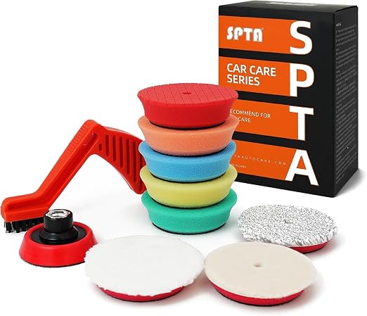 SPTA Drill polishing kit, 11Pcs 3-Inch Buffing Polishing Pads, Car Foam Drill Buffing Pad, Polishing Pads Kit, Buffer Po