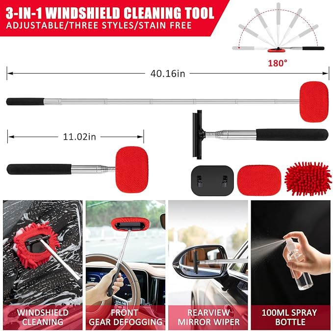 40Pcs Car Wash Cleaning Kit with Foam Gun Sprayer Detailing Brushes Wash Mop Windshield Cleaning Tool Tire Brush Towels Complete Interior Exterior Detailing Set for Car