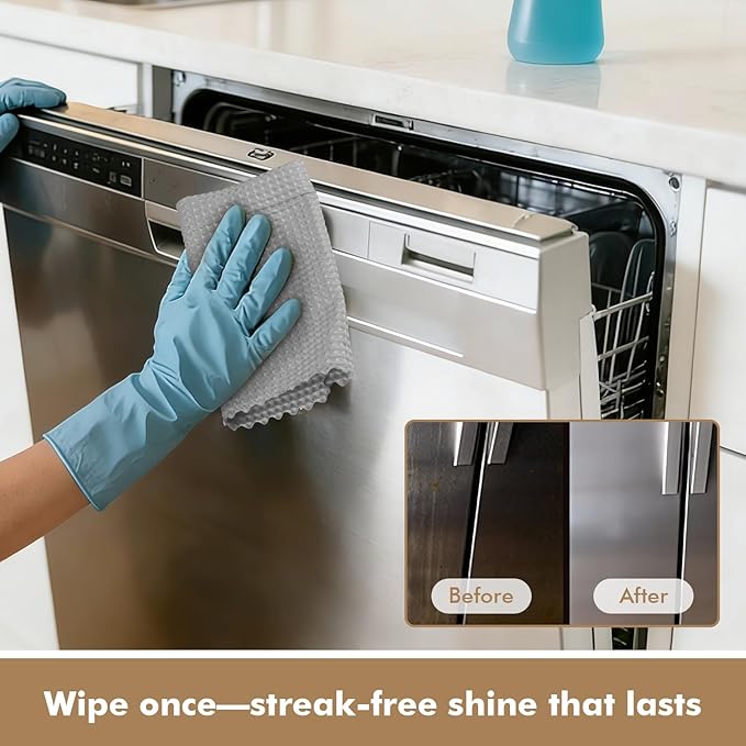 AIDEA Microfiber Cleaning Cloth for Glass 12PK, Grey, Lint Free Cloth Polishing Cleaning Rags, Stainless Steel Wipes, Barista Coffee Towel, Magic Cleaning Cloth for Glass, Windows, Mirrors, 11×11"