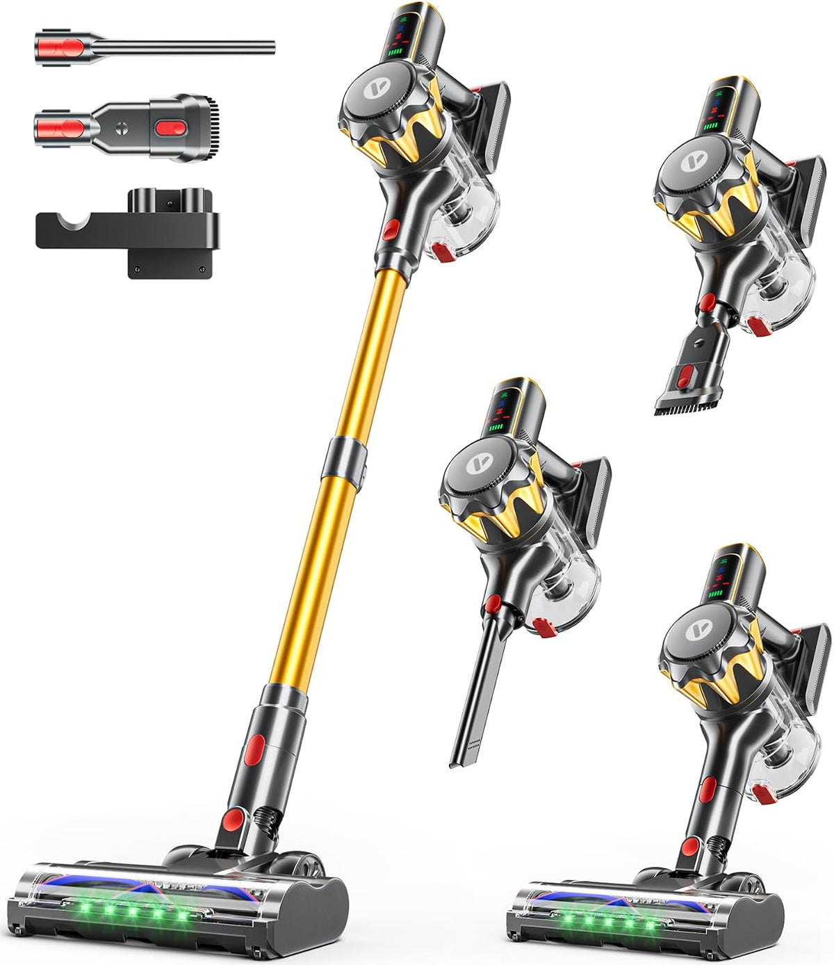 Cordless Vacuum Cleaner, 600W 50Kpa 65Mins Vacuum Cleaners for Home, Self-Standing Stick Vacuum Cordless with LED Display, Anti-Tangle, Lightweight Vacuum for Hardwood Floors, Carpet, Pet Hair