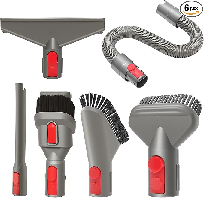 6 Replacement Attachment Kit for Dyson V15/V15s/V9/V8/V11/V12/V10/V7/Gen5 Cordless Vacuums Cleaner | Quick Release Spare Part for Home and Car Cleaning | Accessory Tool Set with Extension Hose