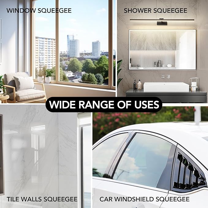 Shower Squeegee with Long Handle, 15-51" Telescopic Squeegee for Window Cleaning, Window Squeegee for Glass Doors, Extendable Window Cleaner Tool for Tile Walls, Sliding Door, Floor, Car Windshield-GD