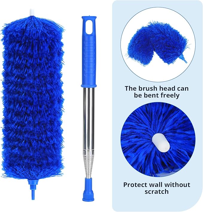 ZZ LAZYCOTTAGE Microfiber Feather Duster with Bendable Head, Dusters for Cleaning, Extendable Microfiber Duster, Long Reach Dusting Tool for High Ceilings, Ceiling Fans, Blinds, Cobweb