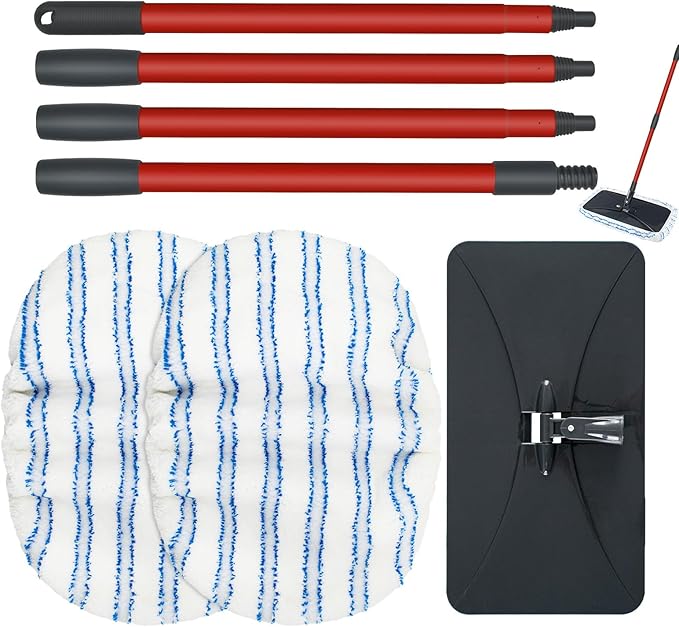 Microfiber Flat Mops for Floor Cleaning Ocedar Hardwood Floor 'N More Mop, Large Surface Dust Flat Mop with 2 Reusable Pads & 1 Extendable Handle, Washable Hardwood Floors Mopping to Dry and Wet Clean