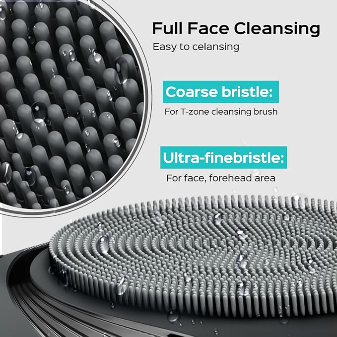 COSLUS FBS01 Facial Cleansing Brush Face Scrubber: Portable Silicone Waterproof Rechargeable Face Wash Brush, 5 Cleansing Modes, Electric Deep Cleaning for Men & Women, Removing Blackhead Exfoliating
