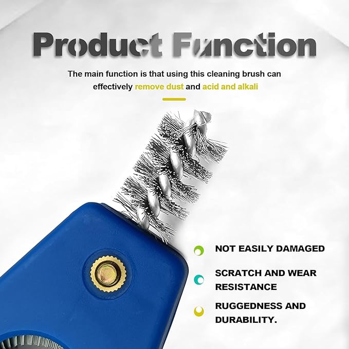 ZOKYUYS® 4 in 1 Car Battery Cleaning Brush, Anti-Corrosion Battery Terminals, Copper Pipes Cleaner Brush Tool, Universal for Automotive and Marine for Plumbing Installation Soldering Brazing (Blue)