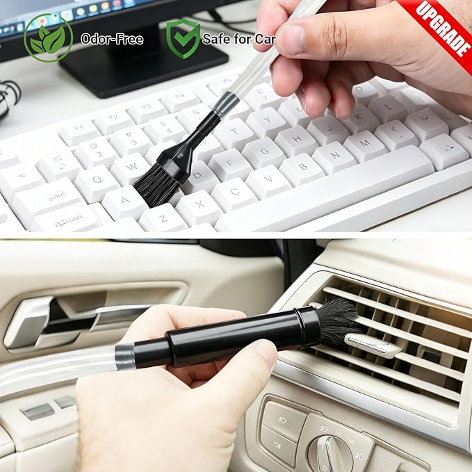 EZ SPARES Vacuum Crevice Attachment Kit – Micro Tools for Car, Keyboard, Vents & Tight Spaces, Fits 1-1/4" Hoses, Odor-Free, Includes Storage Bag