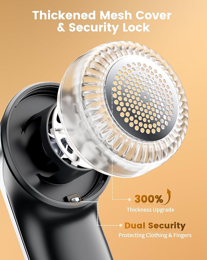 coldSky Fabric Shaver, Rechargeable Lint Shaver with Digital Display, Portable Sweater Defuzzer with 3 Speeds, 6 Leaf Blades and Safety Lock, Electric lint Remover for Clothes, Sweater (Silver)