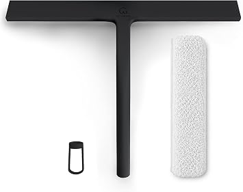 GÜTEWERK 2-in-1 Squeegee & Cleaning Cloth, 28cm Shower Squeegee for Shower Doors, Car Window Squeegee Glass Cleaning, Wa