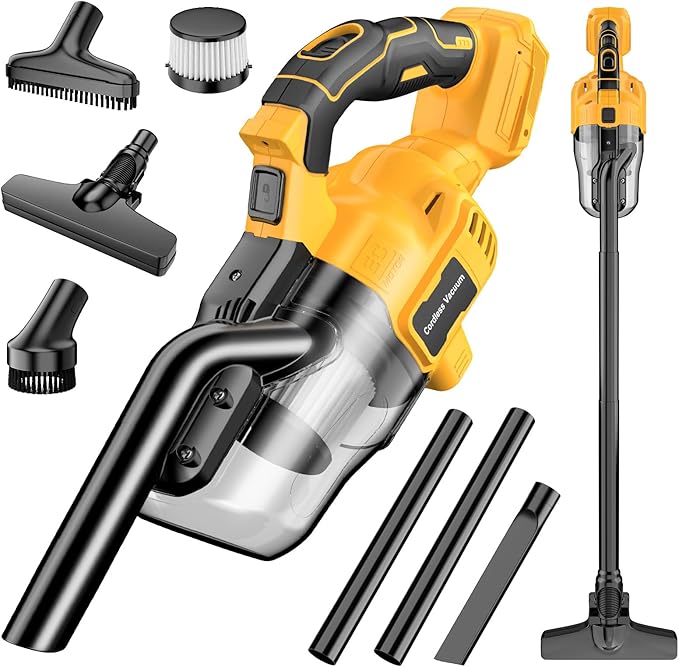 Cordless Handheld Vacuum Cleaner Compatible with DeWalt 20V Battery, 16000Pa Strong Suction, 2 HEPA Filters & 4 Nozzles, Lightweight Portable Vacuum for Car, Home, Garage – Tool Only