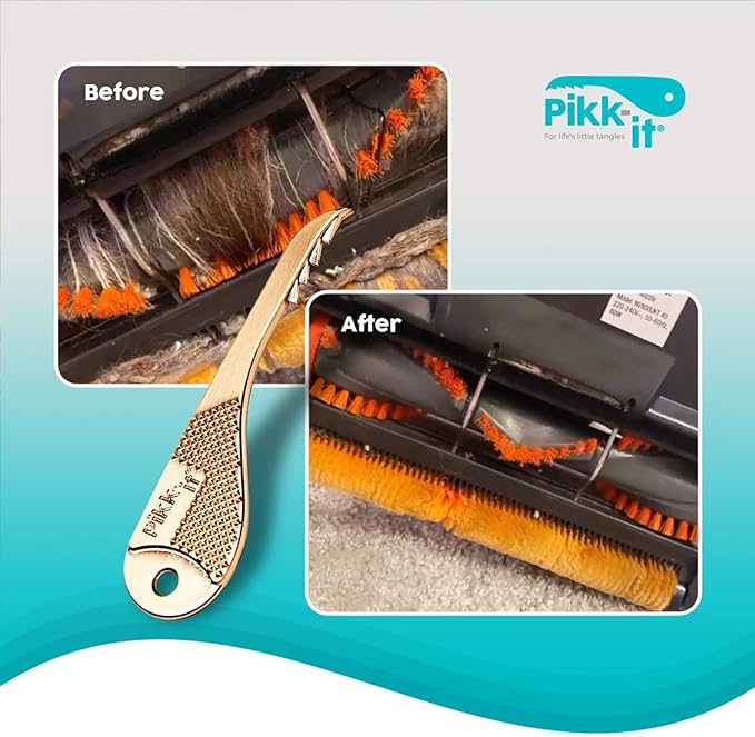 Pikk-it Vacuum Hair Brush Cleaner Tool – Removes Tangled Hair from Vacuums & Hairbrushes | Pet & Human Hair Removal Comb Rake | Improves Vacuum Cleaning Power (Single/Twin Pack) (1)