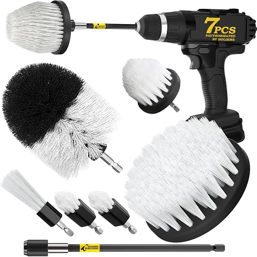 Holikme 7Pack Drill Brush Set with Extension for Car & Home Cleaning