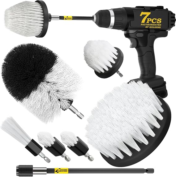 Holikme 7Pack Drill Brush Set with Extension for Car & Home Cleaning