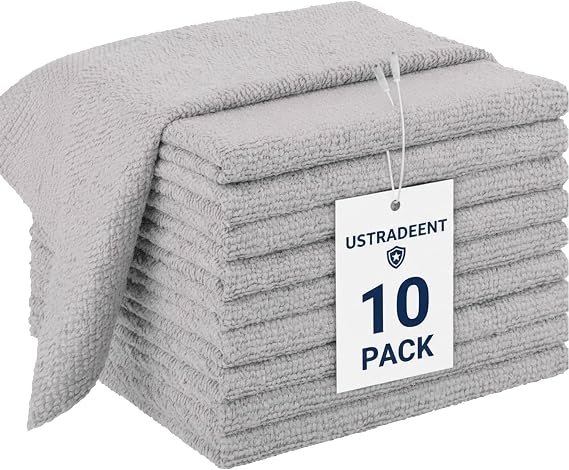 10 Pack All Purpose Microfiber Cleaning Cloth - Cleaning Rags, Terry Cleaning Towels - Commercial Grade, Lint Free, High