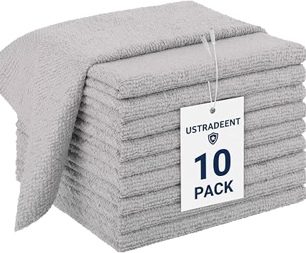10 Pack All Purpose Microfiber Cleaning Cloth - Cleaning Rags, Terry Cleaning Towels - Commercial Grade, Lint Free, High