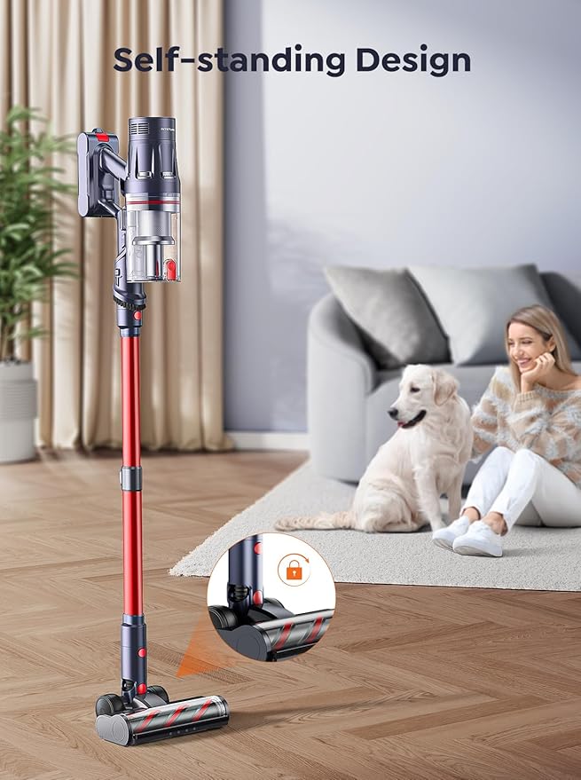 Cordless Vacuum Cleaner, 650W 55Kpa 70Mins Vacuum Cleaners for Home with Auto Mode/LED Display, Self-Standing Cordless Stick Vacuum Lightweight,Rechargeable Cordless Vacuum for Pet Hair/Carpet/Floors