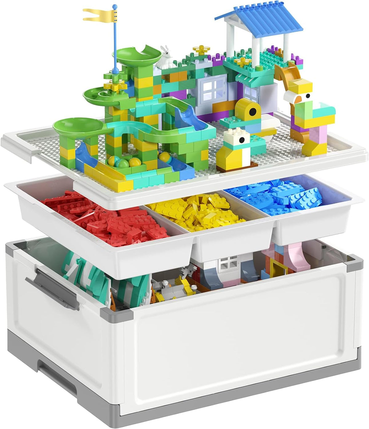 17 QT Storage Box with Building Baseplate Lid and Removable Tray