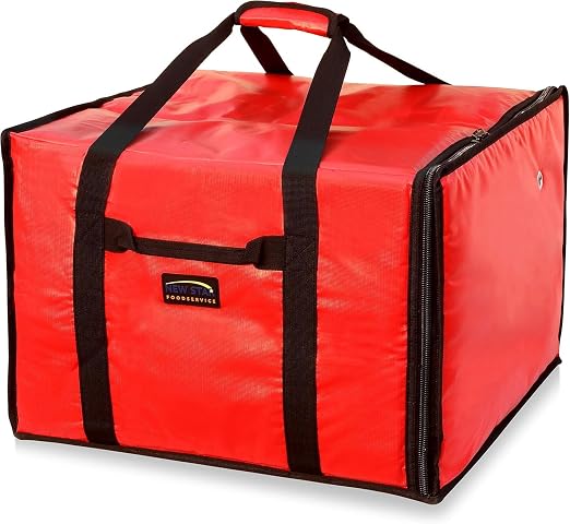 New Star Foodservice Insulated Pizza Delivery Bag, 20 x 19 x 13 Inch, Red
