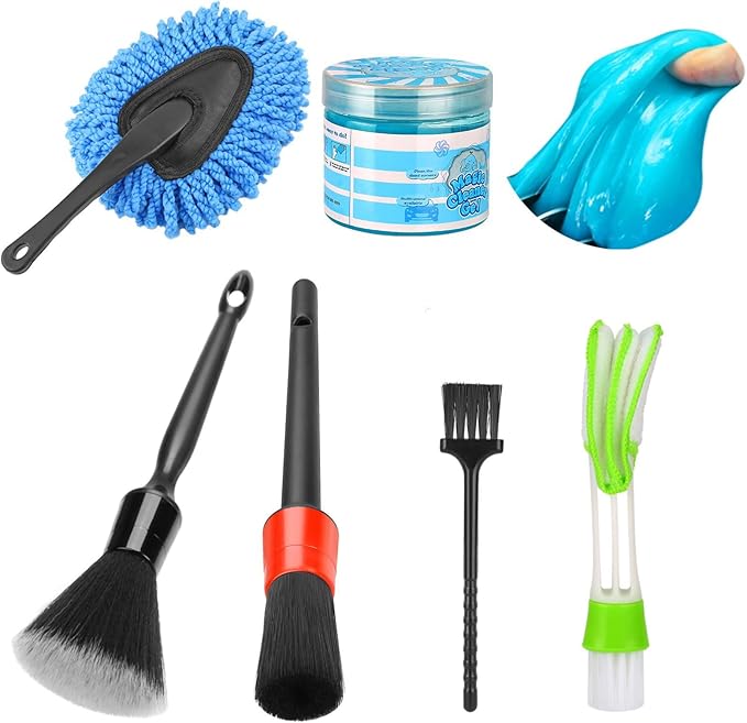 Luscinum Car Interior Duster Detailing Cleaning Gel Brushes Kit, Soft Dust Detail Crevice Brush Slime Putty Cleaner Accessories Tools for Dashboard,Air Vent,Panel,Leather