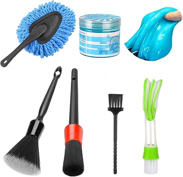 Luscinum Car Interior Duster Detailing Cleaning Gel Brushes Kit,