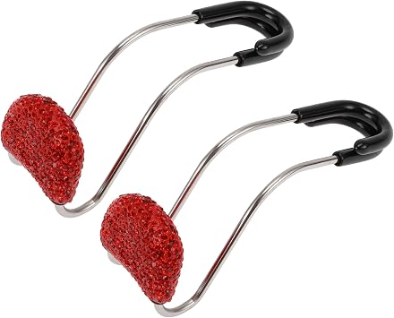 2 Pcs for Purses and Bags, Umbrella Etc Car Seat Headrest Hook Sturdy Car Seat Back Organizer Hooks Red Rhinestones 4.69
