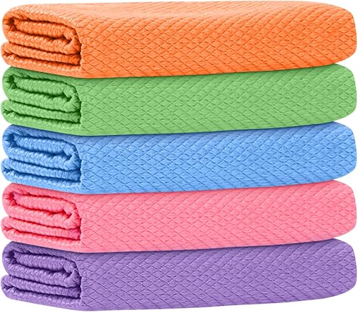 5 Pack Dish Towel Rag Streak Free Miracle Cleaning Cloth 30x40cm Multi-Functional Reusable Lint Free Cloths, Absorbent m