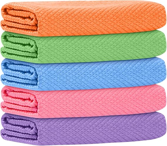 5 Pack Dish Towel Rag Streak Free Miracle Cleaning Cloth 30x40cm Multi-Functional Reusable Lint Free Cloths, Absorbent m