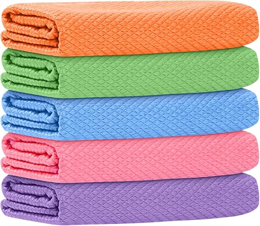 5 Pack Dish Towel Rag Streak Free Miracle Cleaning Cloth 30x40cm Multi-Functional Reusable Lint Free Cloths, Absorbent m