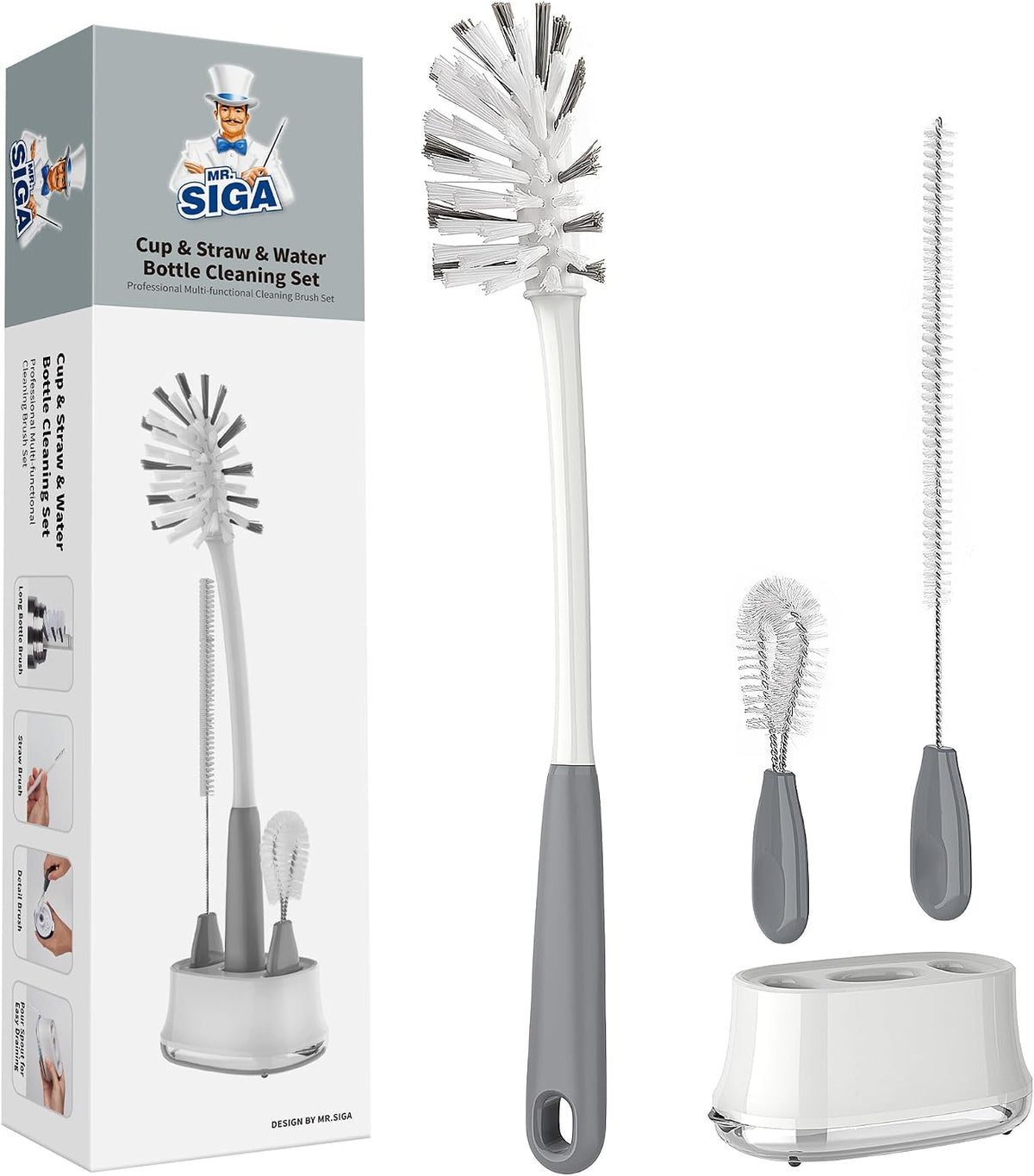 Water Bottle Brush Cleaning Set with Storage Holder