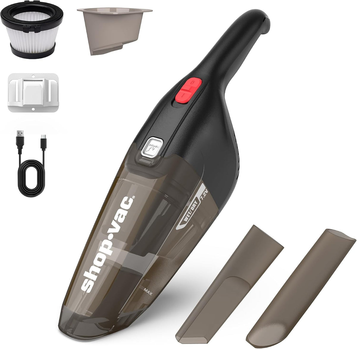 Wet/Dry Handheld Vacuum Cordless, Wall-Mounted Hand Vac, Black
