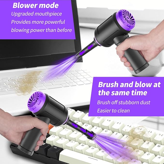 Meudeen 14500 Pa Computer Vacuum Cleaner Mini & 110000RPM Compressed Air Duster for Keyboard Cleaning Cordless Canned Air Powerful Energy Efficient