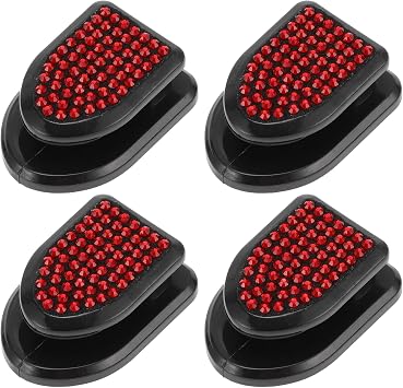 4 Pcs for Purses and Bags, Umbrella Etc Car Storage Hooks Sturdy Car Adhesive Hooks Red ABS Rhinestone 1.18"x0.83"