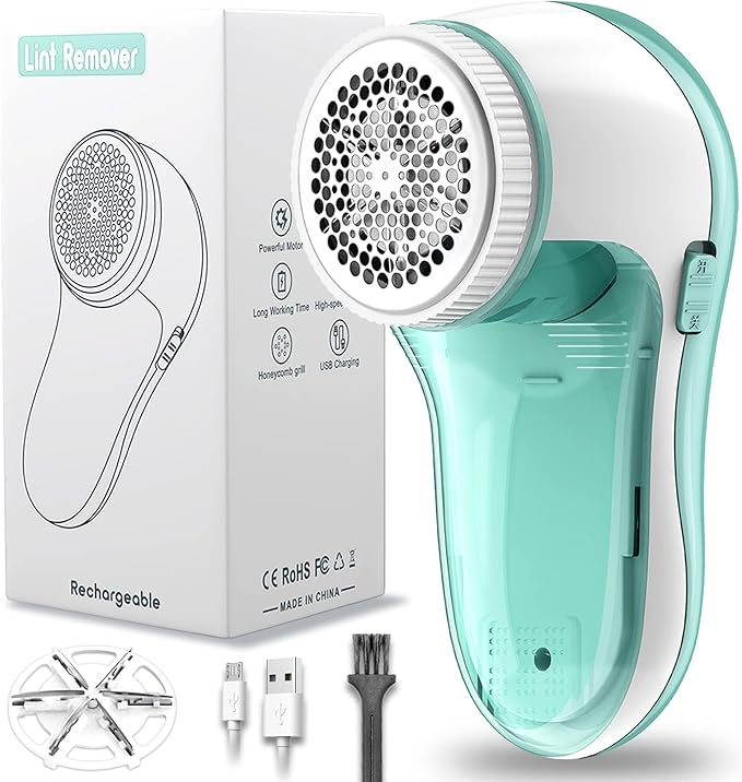 Lint Remover Electric, Bobble Remover Rechargeable with 1 Spare Shaving Blade, Portable Fabric Fluff Shaver