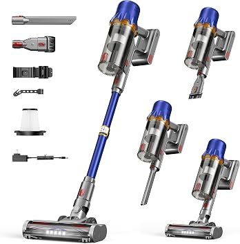 Cordless Vacuum Cleaner for Home - Powerful Stick Vacuum with HEPA Filter, 55-Min Runtime, LED Light, Anti-Tangle Brush, Detachable Battery,Lightweight Vacuum for Pet Hair,Carpets & Hard Floors - Cleanova