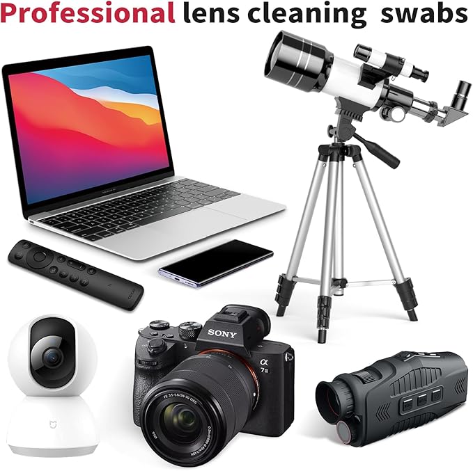 Tiny (2.5mm /0.10 inch) Cleaning Swabs – Effortlessly Clean Camera Sensors, Electronics & PCBs – ESD-Safe, No Residue, No Scratches(Red-10Packs, High Viscosity)
