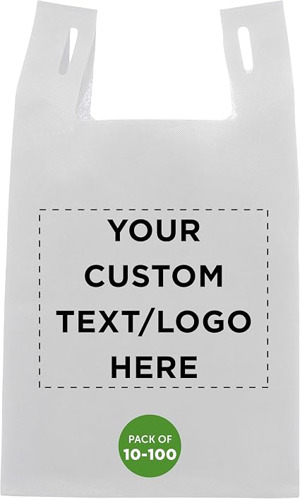 DISCOUNT PROMOS Custom Bodega Lightweight Tote Bags Set of 10-100, Personalized Bulk Pack - Reusable, Grocery, Tradeshow