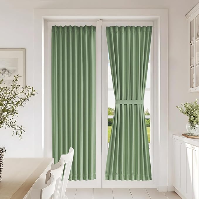 Vatge Sage Green Door Curtains for Door Window,72 Inch Length Front Door Curtains for Glass Window, 1 Panel, W25 x L72, Sage Green