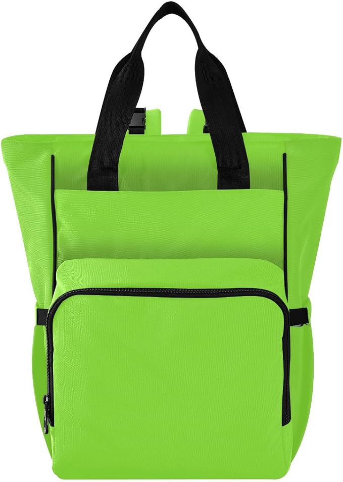 Fluorescent Green Diaper Bag Backpack for Baby Boys Girls Baby Essentials Travel Tote with Stroller Straps & Bottle Stor