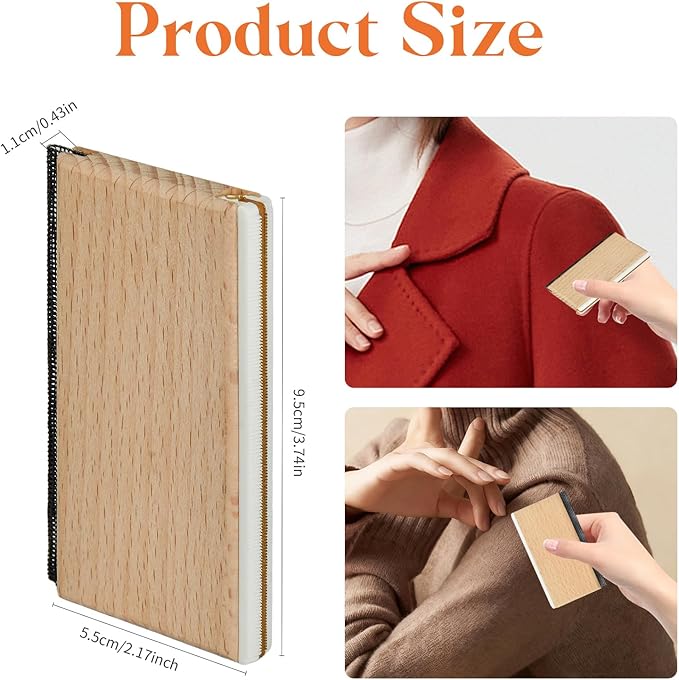 Cashmere Comb - Double Edge Sweater Pill Remover, Beech Wood Fabric Fuzz & Lint Remover for Wool, Cashmere, Knitwear & Home Textiles(2 Pcs)