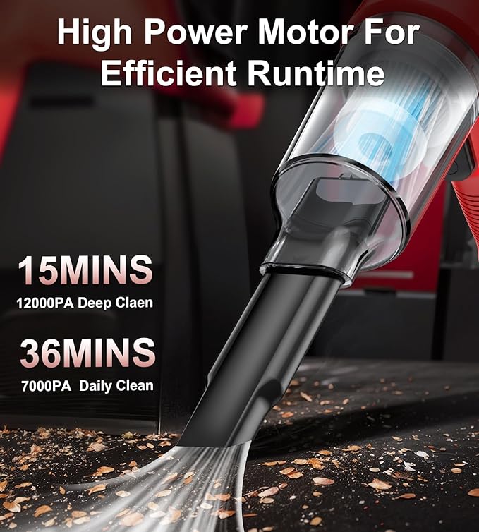 Car Vacuum Portable Cordless, 4 in 1 Mini Vacuum Cleaner Hight Power, 12000Pa Powerful Suction, Air Duster, Dual Filter,Adjustable Small Vaccum Portable Cordless for Car, Home, Pet, Office