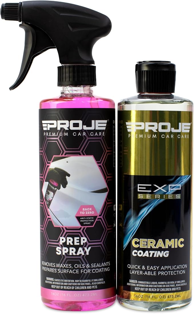 PROJE' Premium Car Care Ceramic Coating & Prep Spray (16oz) | Professional-Grade Ceramic Hydrophobic Wax & Sealant Polis