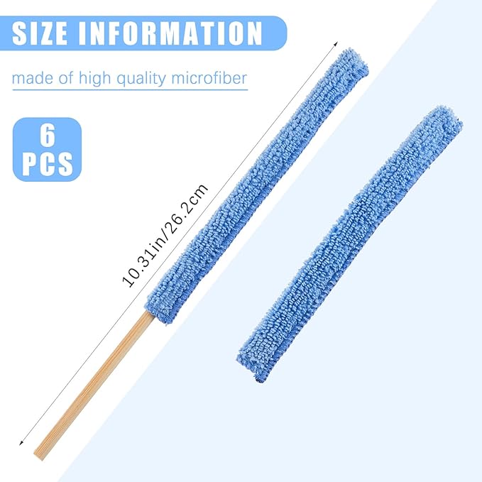 Honeydak 6 Pieces Microfiber Detail Duster Sticks Mini Duster Crevice Cleaning Tool Car Air Vent Cleaner Fan Cleaning Brush for Home Air Vent Window The Smallest Spaces