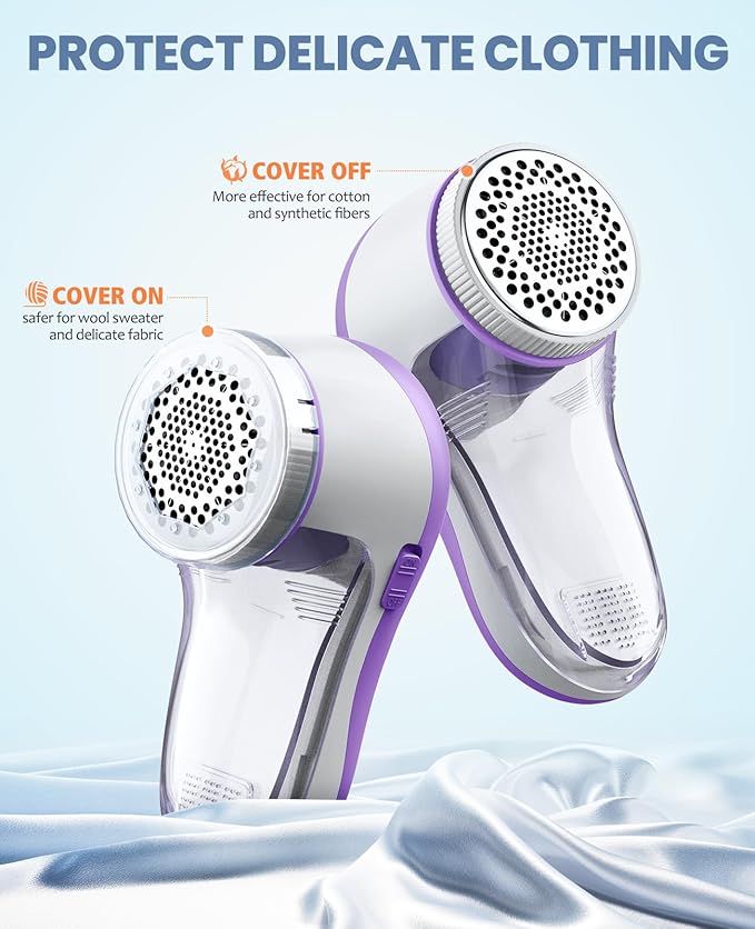 POPCHOSE Fabric Shaver, Lint Remover for Clothes, Electric Lint Shaver with 6-Leaf Blades, Sweater Shavers to Remove Pilling for Clothing, Couch, Furniture, Fuzz, Lint Ball, Bobbles, Violet Purple
