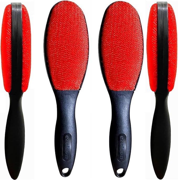 ezclean 4Pack Red Color Lint Brush for Clothes Furniture Couch, Lint Brush Pet Hair Remover for Clothes Brush, Reusable Lint Brushes for Pet Hair,Velvet Brush, Pet lint Brush, Fabric Brush